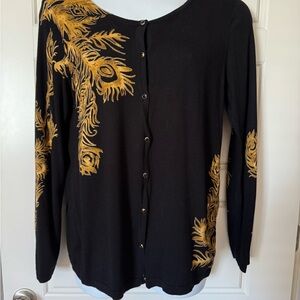 Black and Gold Embroidered Cardigan